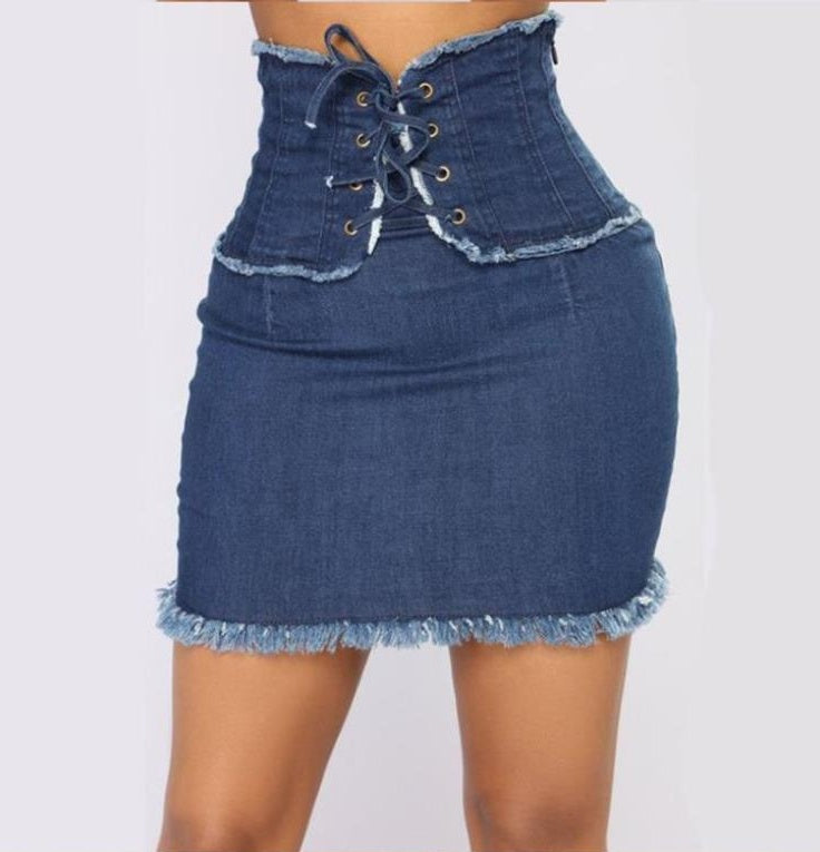 New Women's Jeans Short Skirt Ladies High Waist Skirt