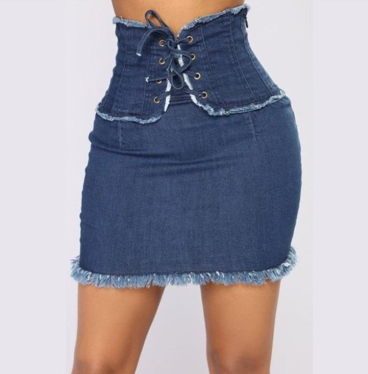 New Women's Jeans Short Skirt Ladies High Waist Skirt